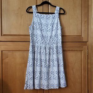 LOFT Blue/White Sleeveless Dress With Cut Out Back - Size 10